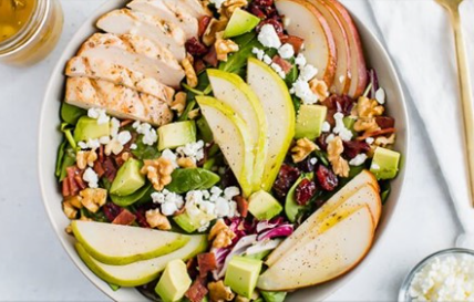 Pear Salad with Walnuts, Avocado, & Grilled Chicken