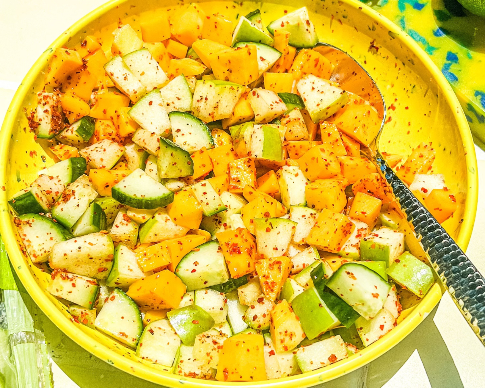Apple, Mango, and Cucumber Salad with Lime and Tajin