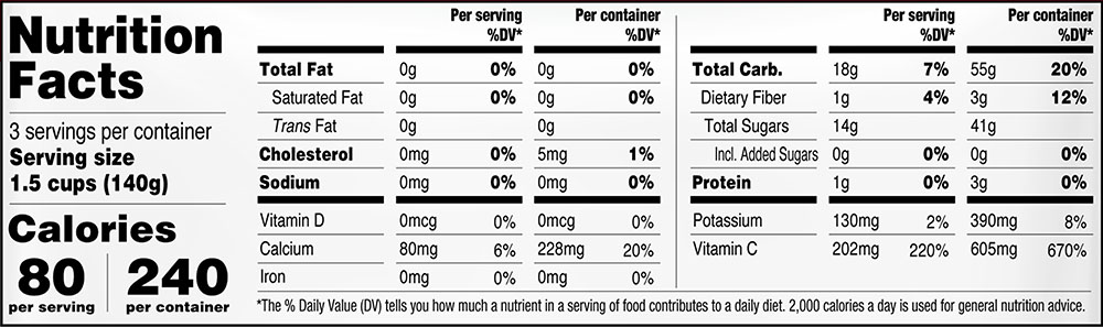 14 oz sweet apples nutrition label