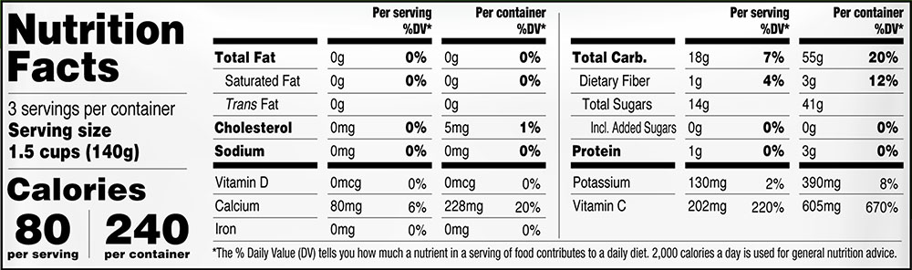 14 oz tart apples nutrition label