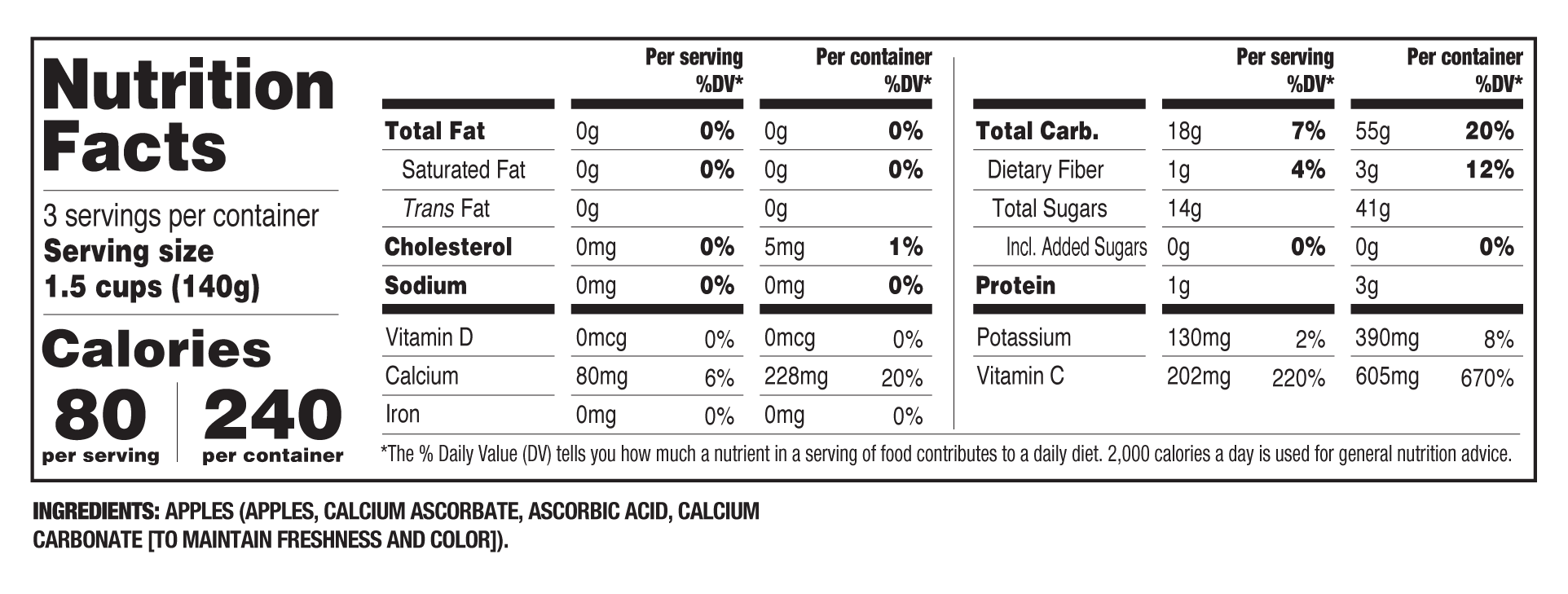 Nutrition label