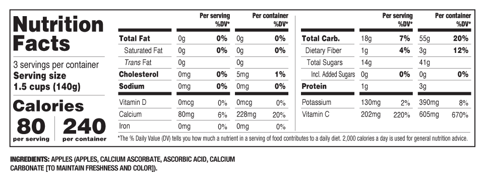 Nutrition label