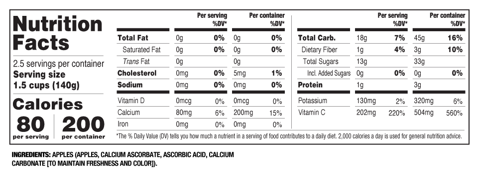 Nutrition label