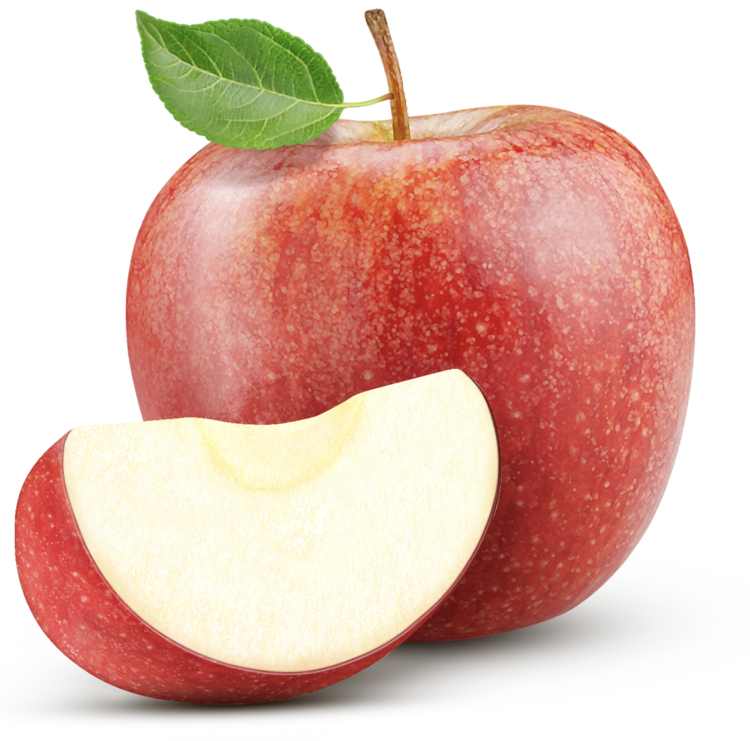 an image of a whole apple and one slice of apple
